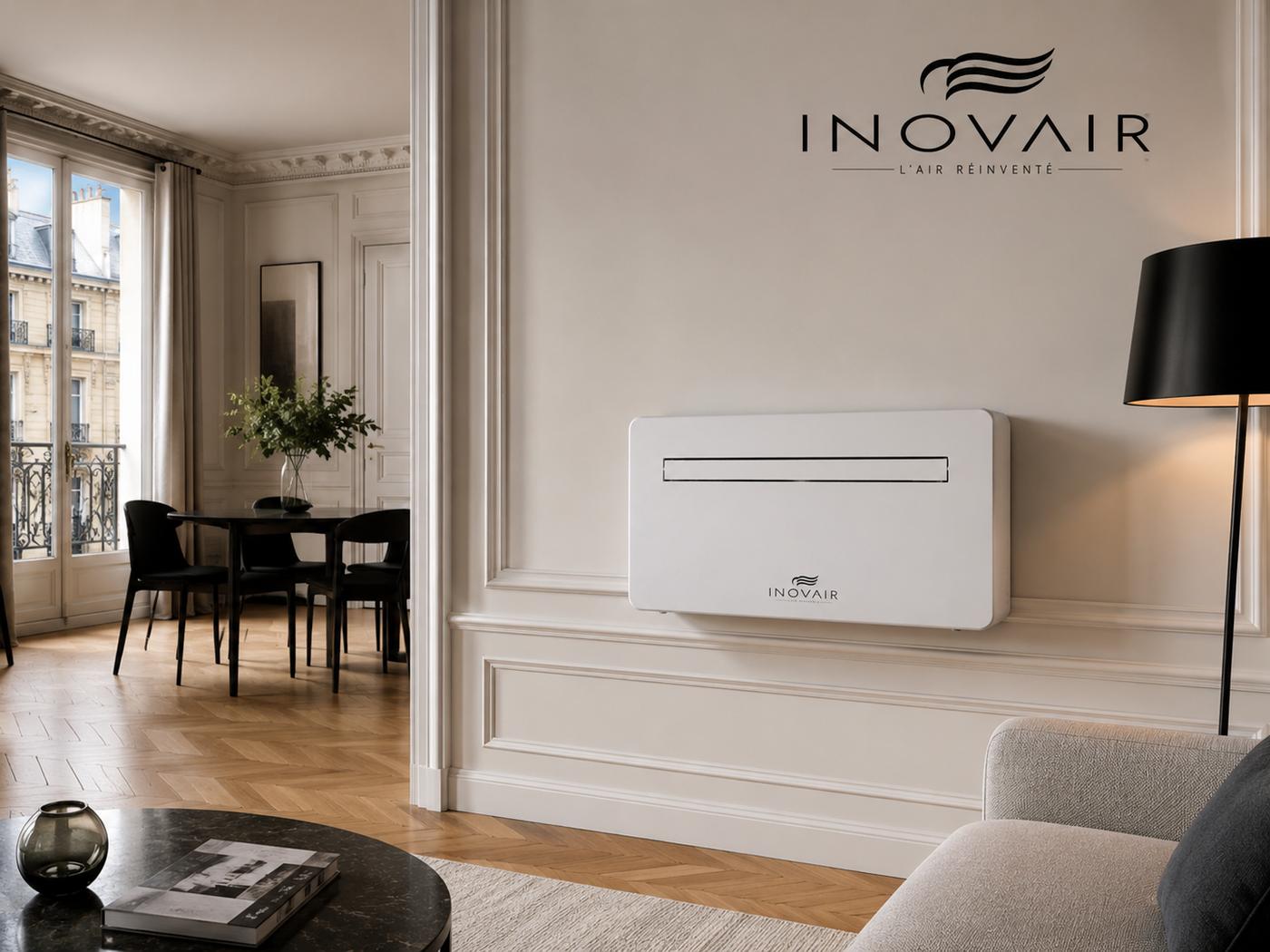 Salon haussmannien parisien équipé d'un climatiseur INOVAIR, sans groupe extérieur